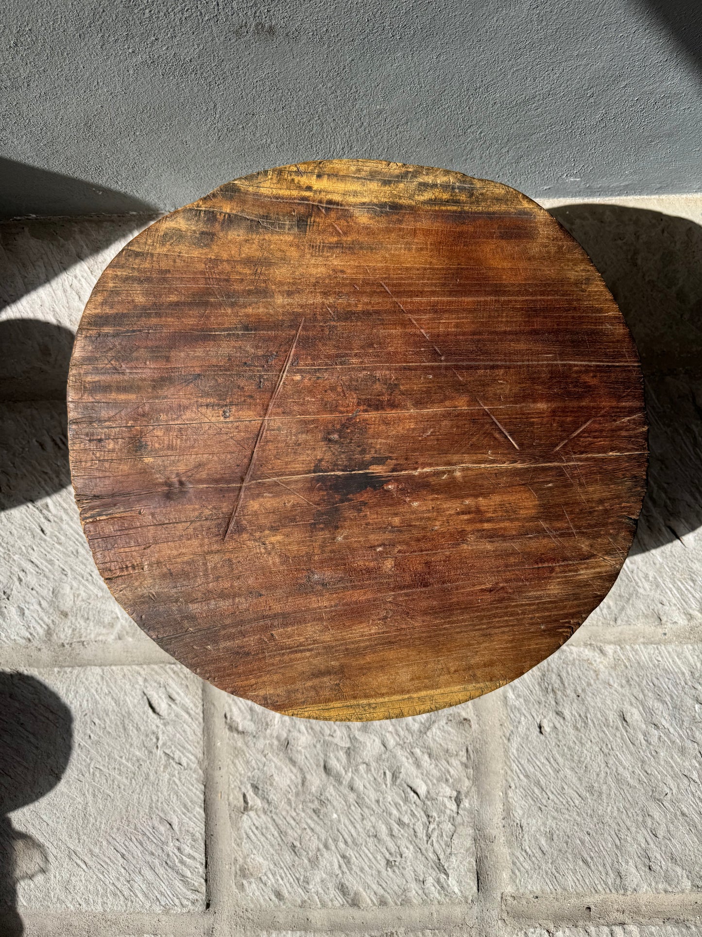 Primitive Hardwood Round Table From Yucatan