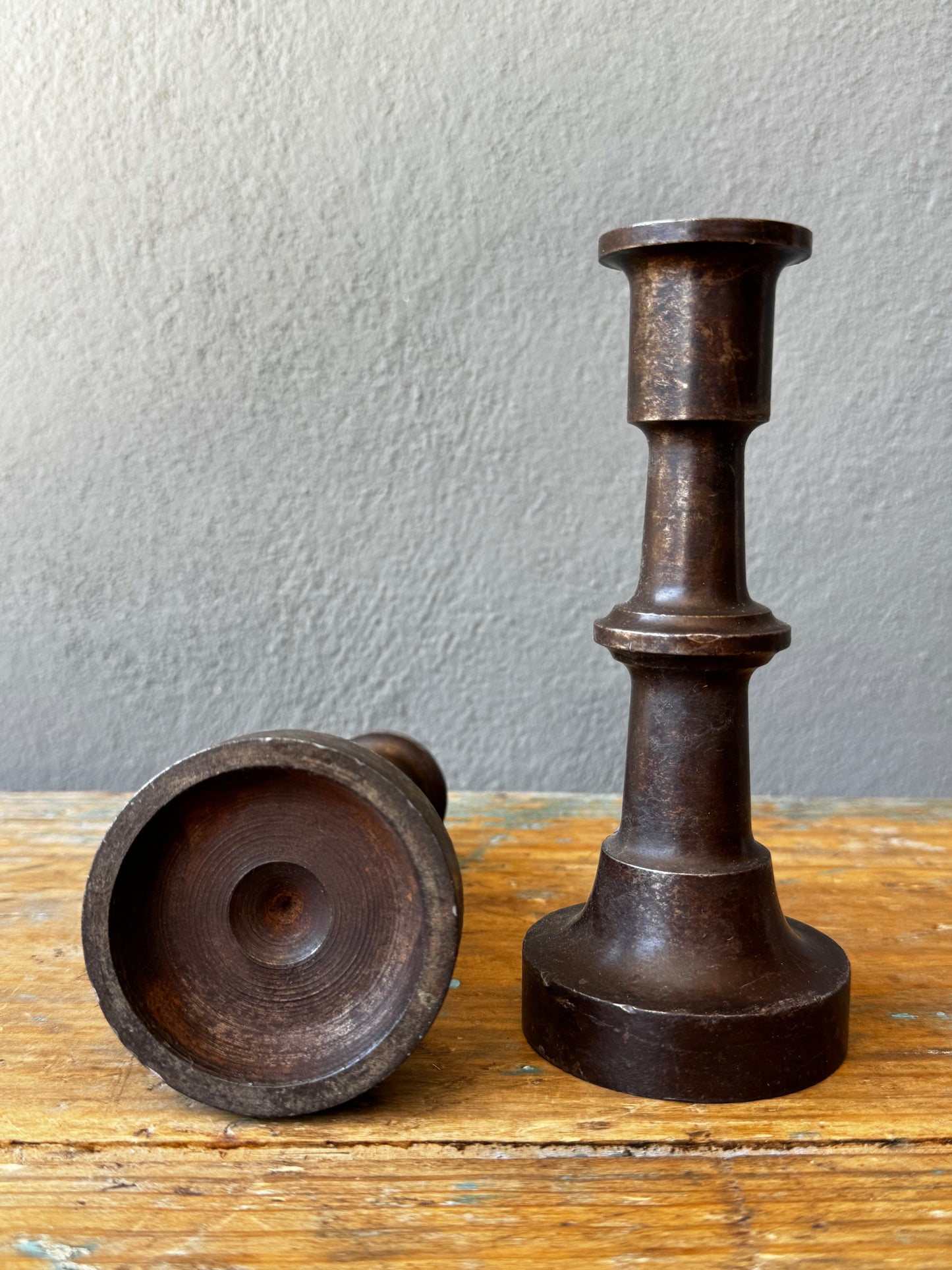 Pair Of Solid Steel Candlholders From San Miguel Allende 1920’s | Par De Candelabros De Acero Sólido, San Miguel Allende Años 1920’s