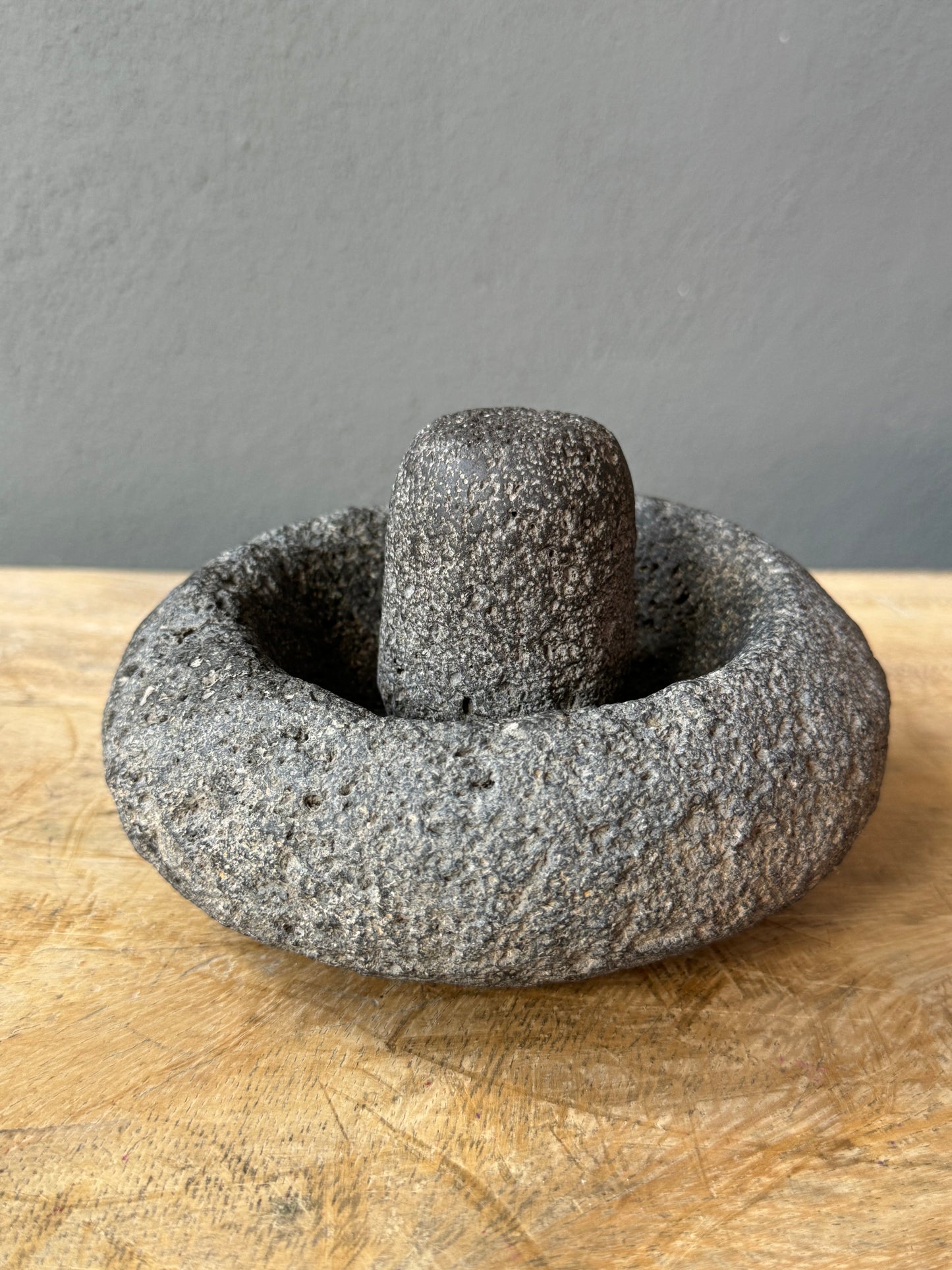 Primitive Volcanic Mortar and Pestle / Molcajete Primitivo