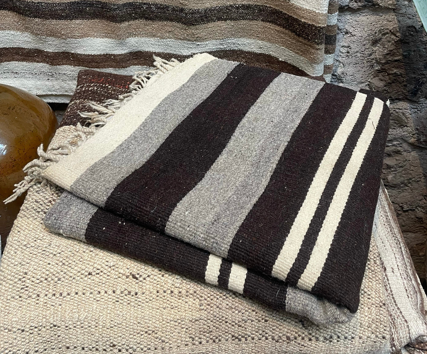 Wool Saddle Blanket From Guanajuato, Mexico 1970’s