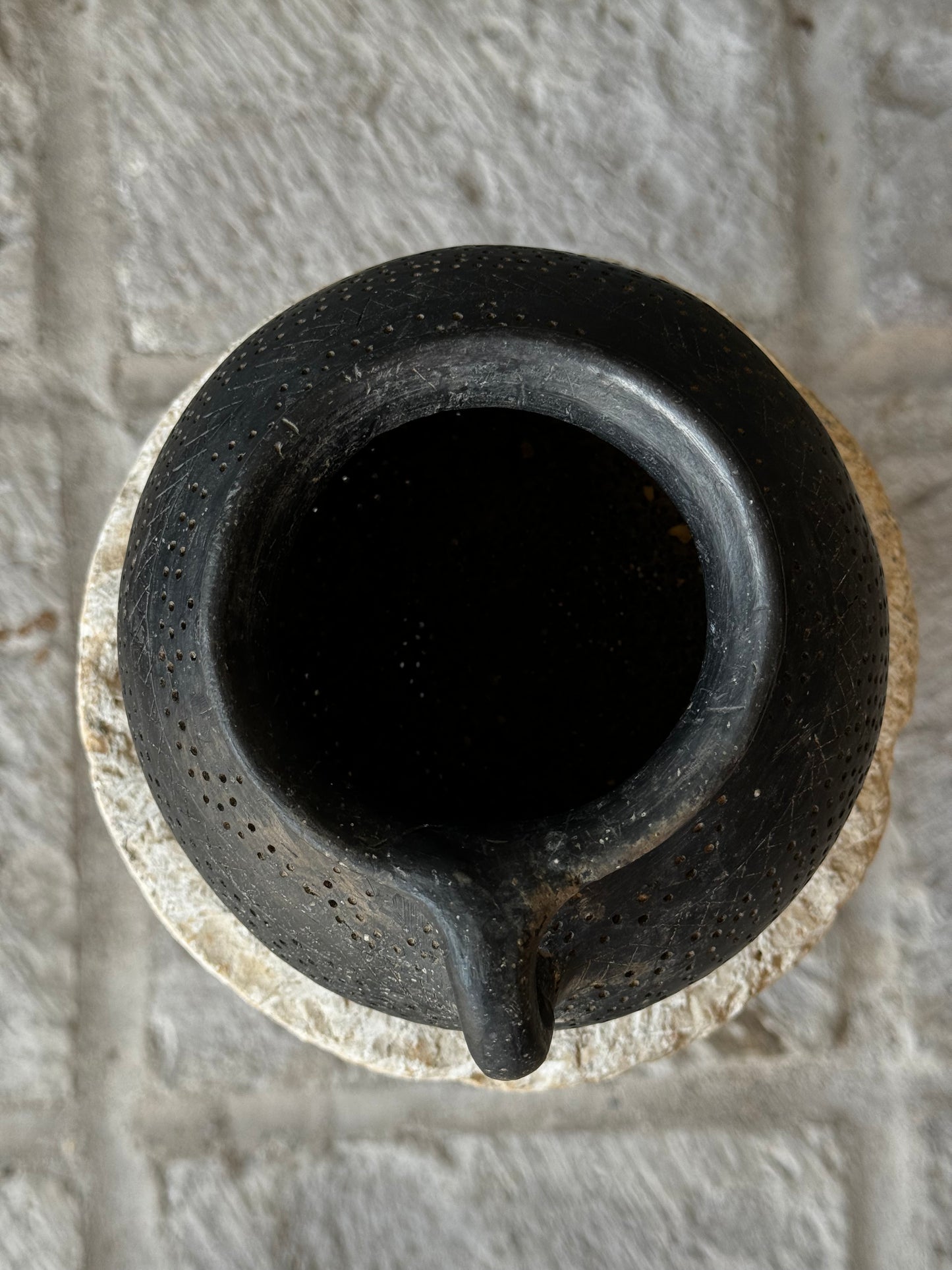 Mini Black Clay Strainer From Oaxaca | Coladera De Barro Antiguo