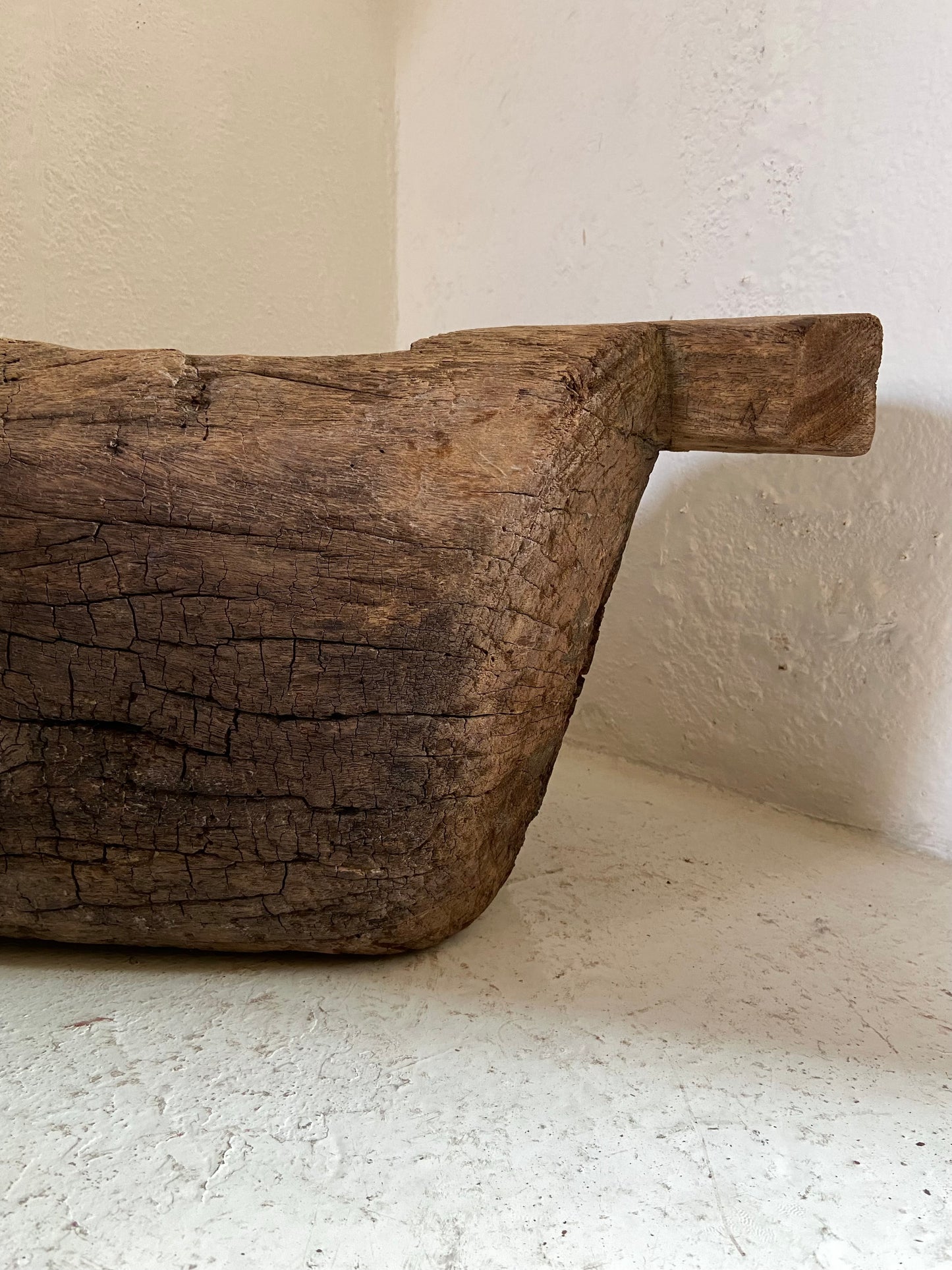 Hardwood Coffee Mortar with Handles / Mortero Antiguo Para Café