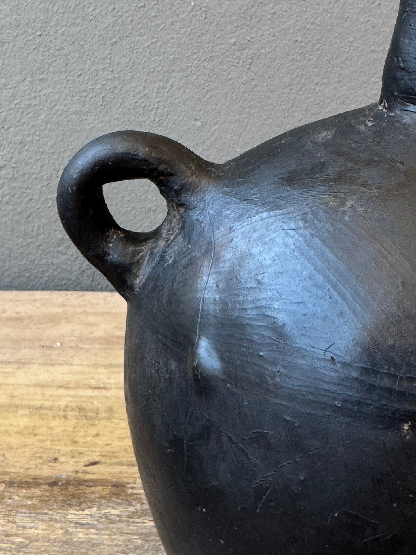 Black Clay Mezcal Canteen From Oaxaca, Circa 1950’s