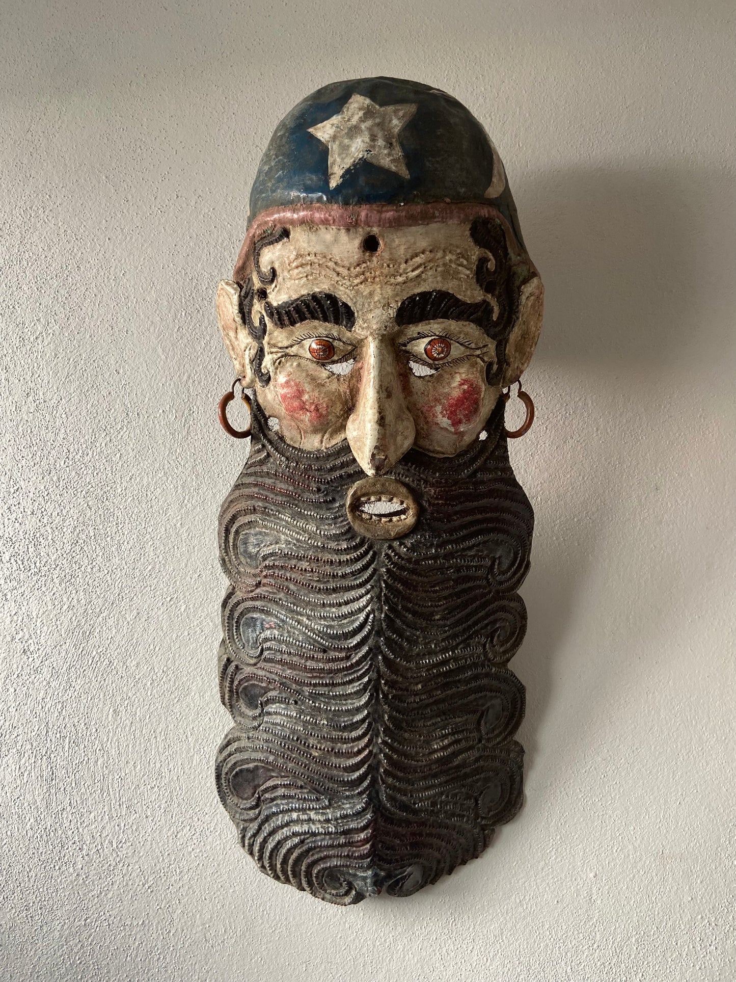 Painted Tin Mask From Guerrero, 1970’s / Máscara de Latón Pintada de Guerrero