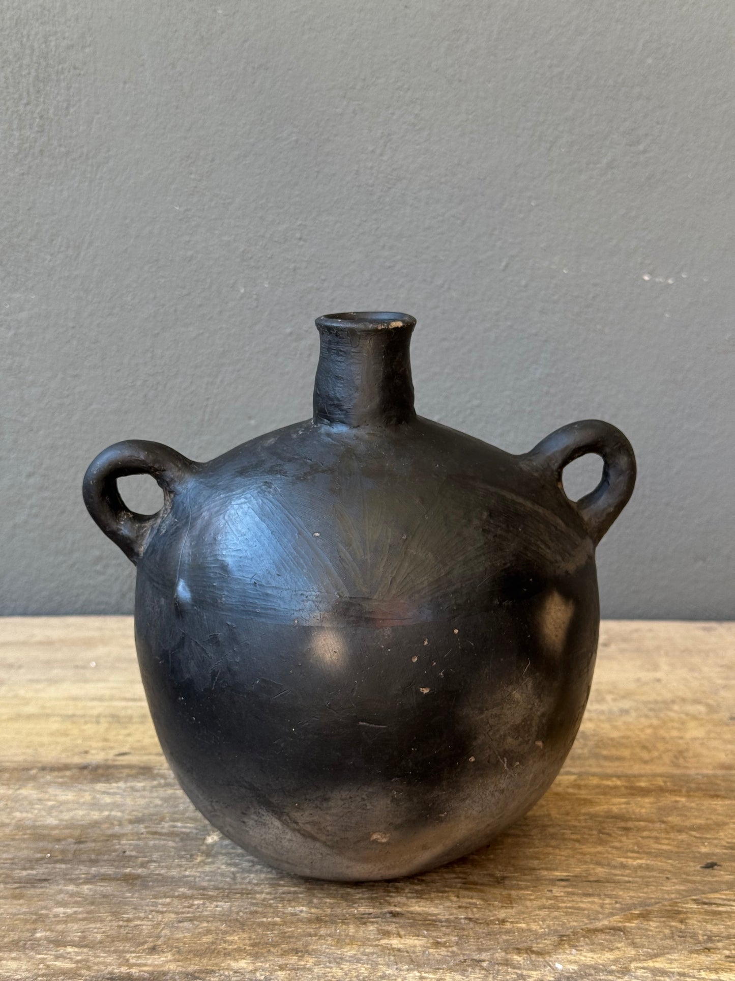 Black Clay Mezcal Canteen From Oaxaca, Circa 1950’s