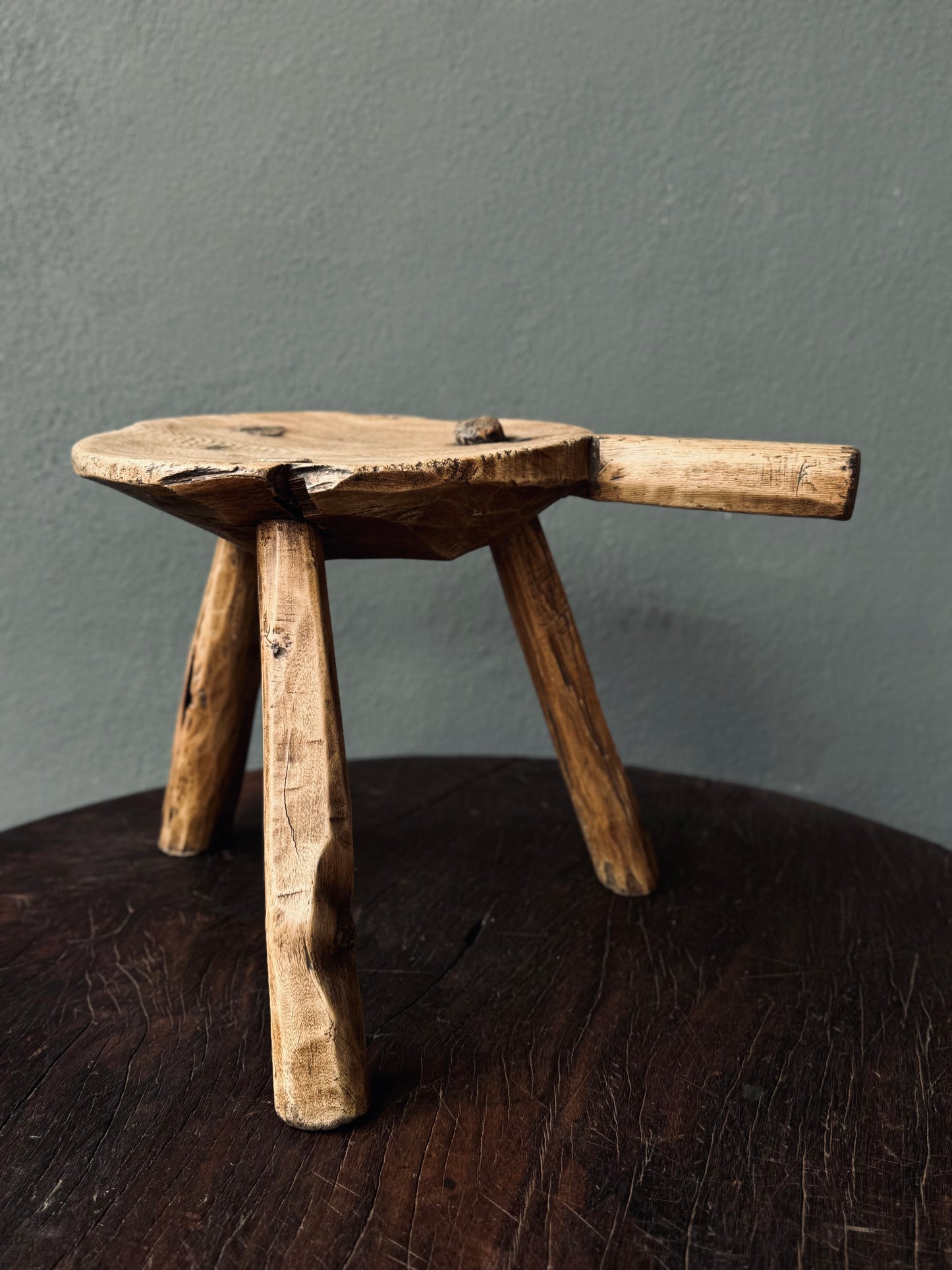 Mesquite Stool From Guanajuato, Early 1900’s / Banquito Antiguo De Mesquite De Guanajuato