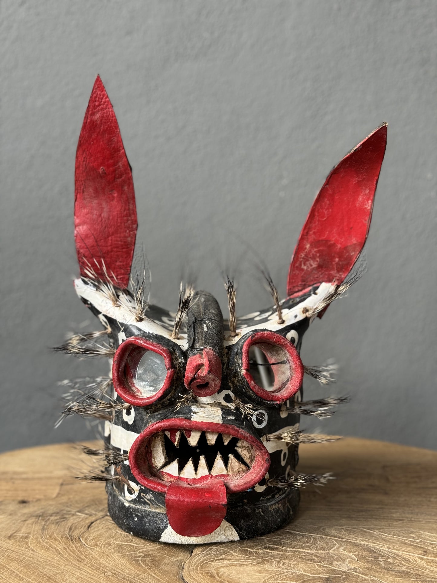 Contemporary Leather Tiger Mask From Zitlala, Guerrero.