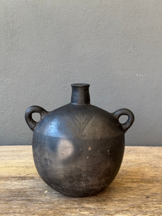 Black Clay Mezcal Canteen From Oaxaca, Circa 1950’s