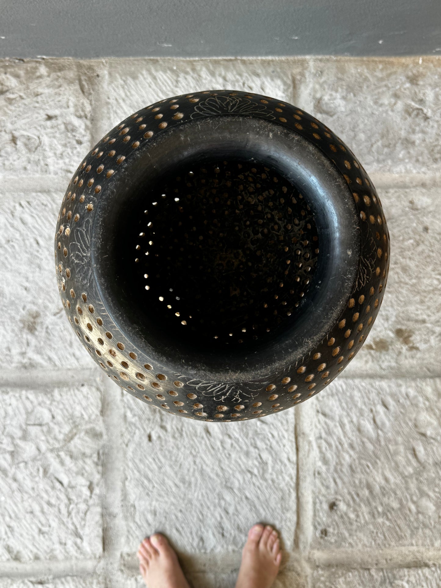 Black Clay Ceramic Stainer From Oaxaca, 1960’s | Pichancha De Cerámica Para Nixtamal, Coyotepec, Oaxaca Años 60’s