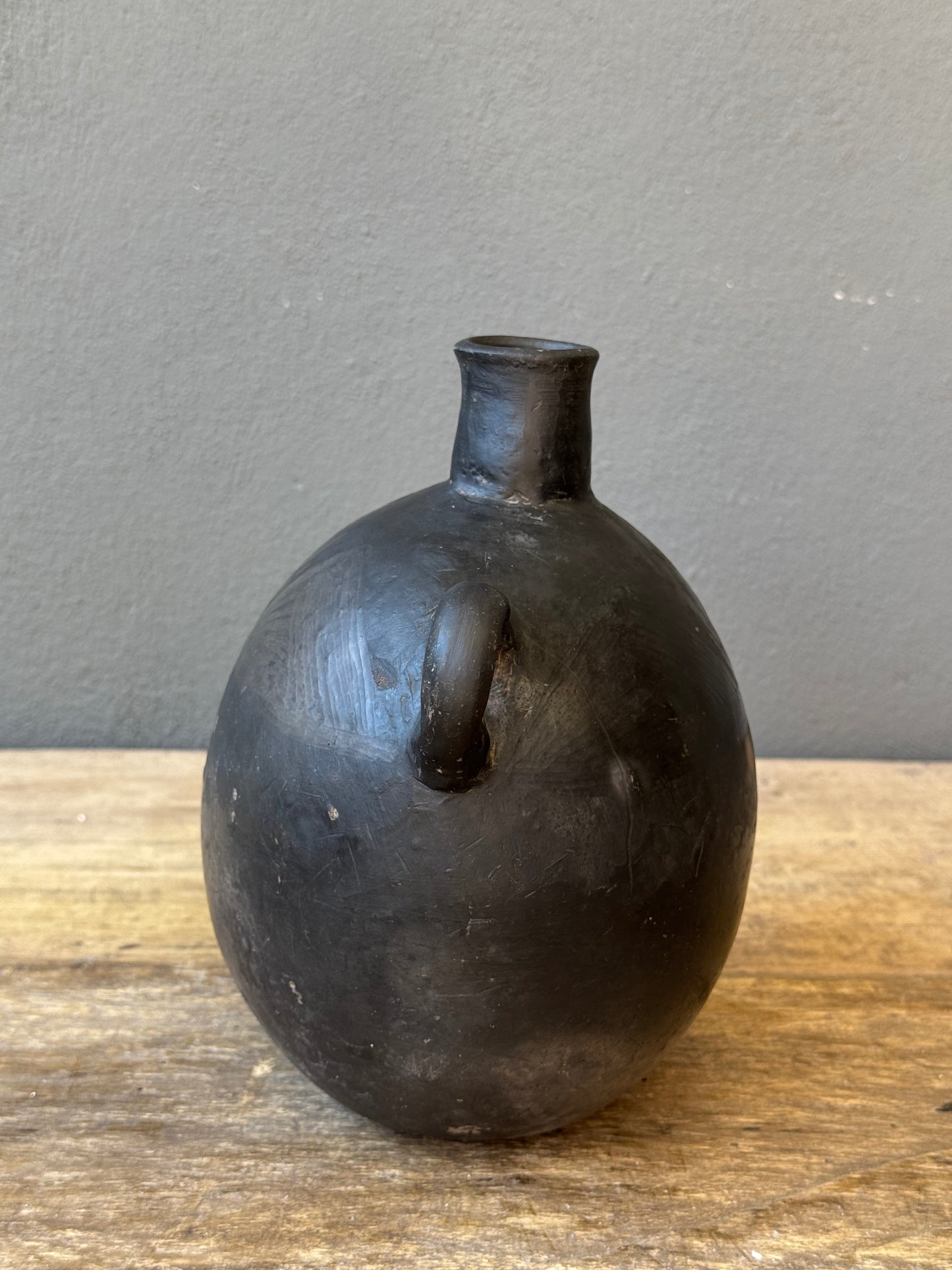 Black Clay Mezcal Canteen From Oaxaca, Circa 1950’s