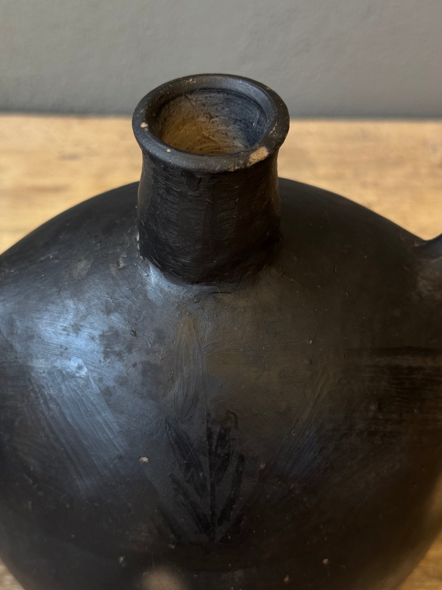 Black Clay Mezcal Canteen From Oaxaca, Circa 1950’s