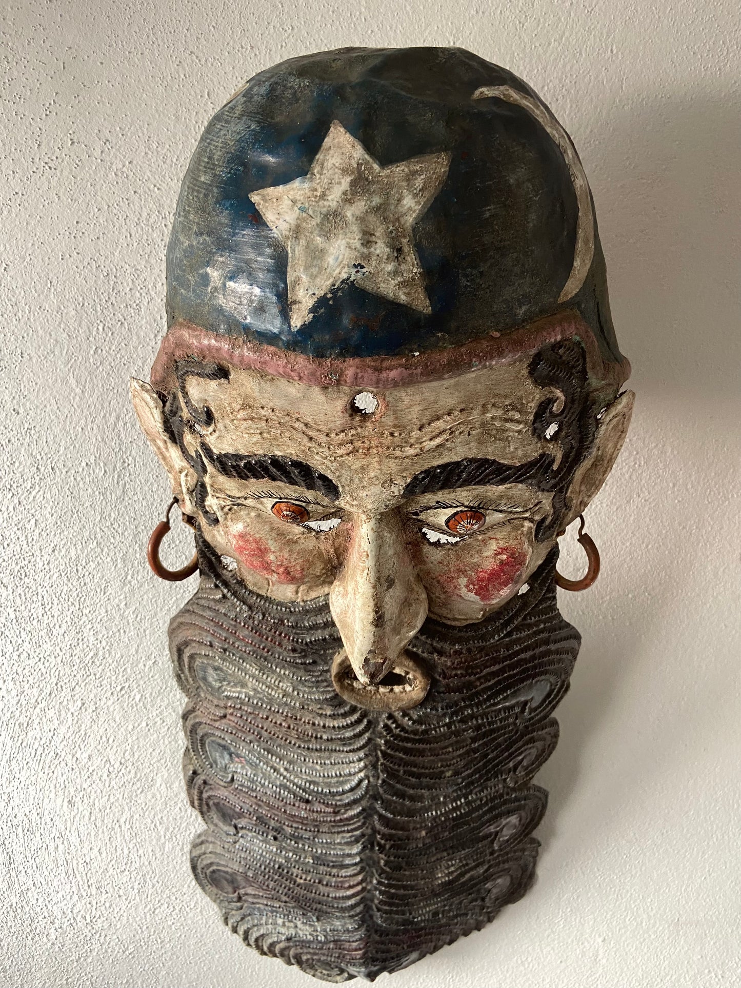 Painted Tin Mask From Guerrero, 1970’s / Máscara de Latón Pintada de Guerrero
